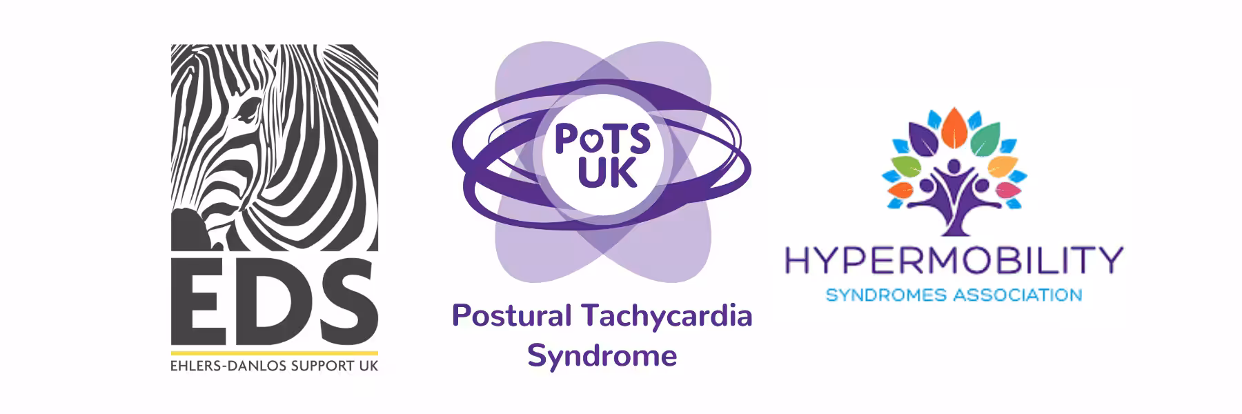 EDS, PoTS UK and Hypermobility Association logos