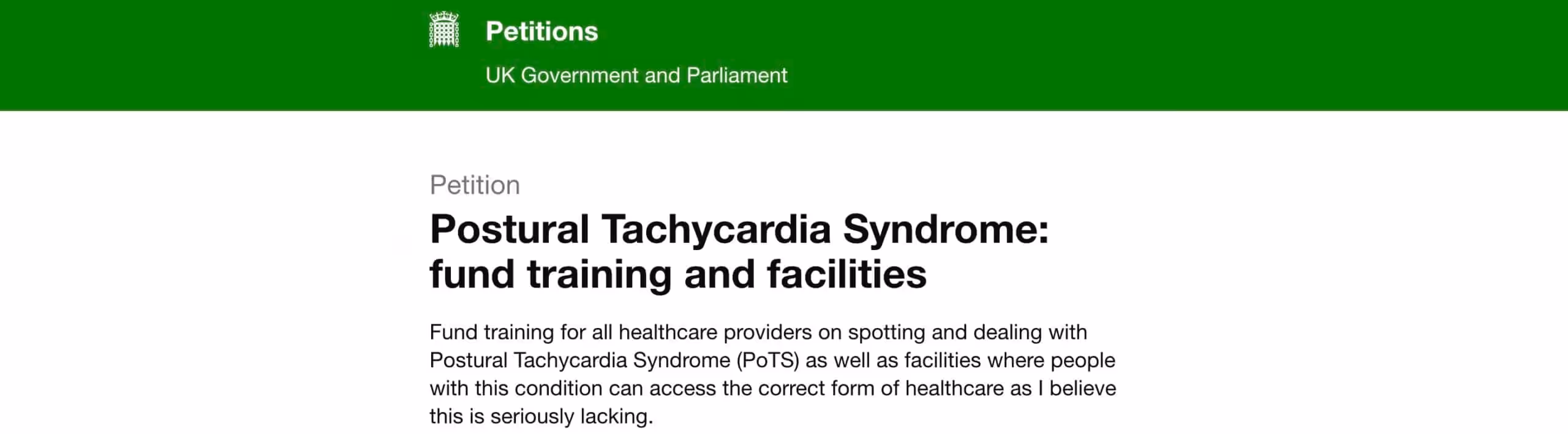 Excerpt of the PoTS petition